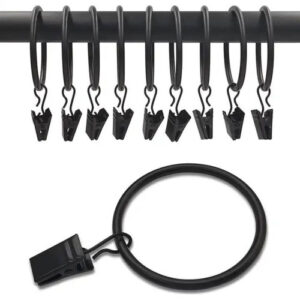 Smart Drape 45mm Curtain Rod Ring Clips 10 Pieces MATT BLACK